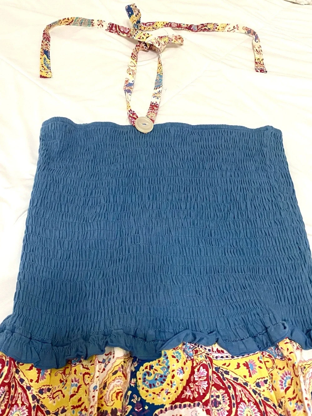 FREE PEOPLE VINTAGE Paisley Maxi Smocked Boho Dress Med. NWT⭐️